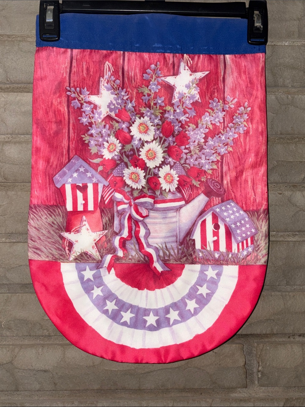 Patriotic Floral Decorative Flag - Red, White & Blue